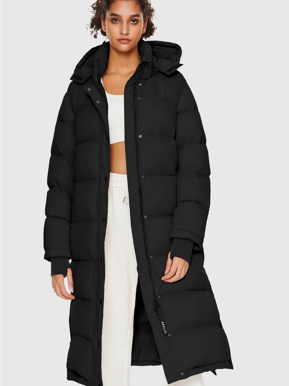Long Black Hooded Puffer Coat